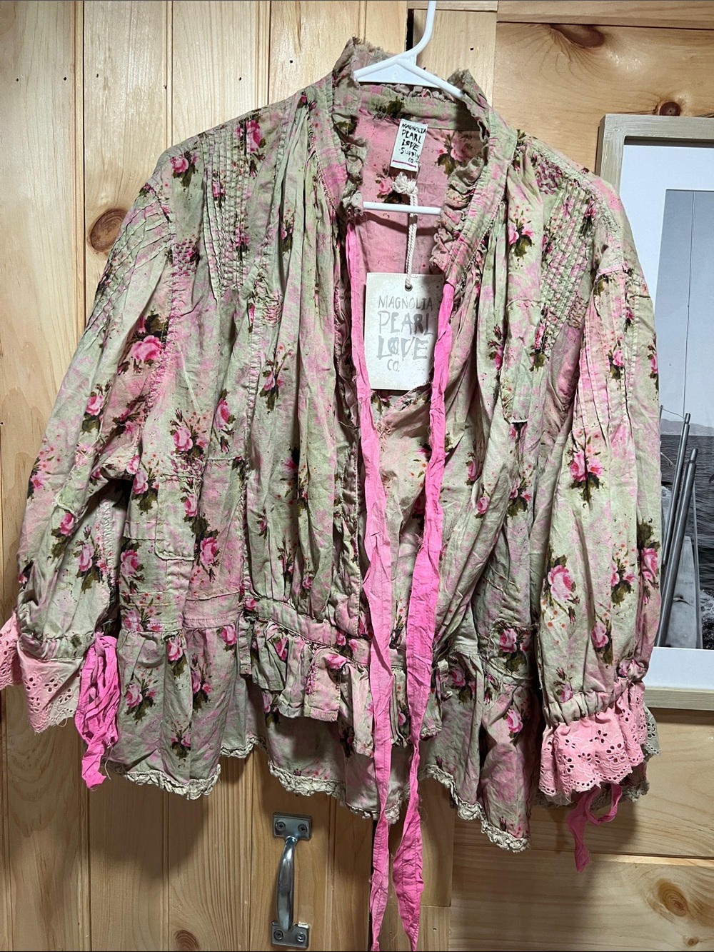 Magnolia Pearl Pink and Cream Floral Ruffled Jacket
